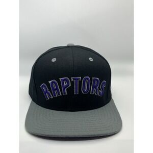 Adidas Toronto Raptors Snapback Hat Cap Retro Dinosaur Logo NBA Black Grey OSFA